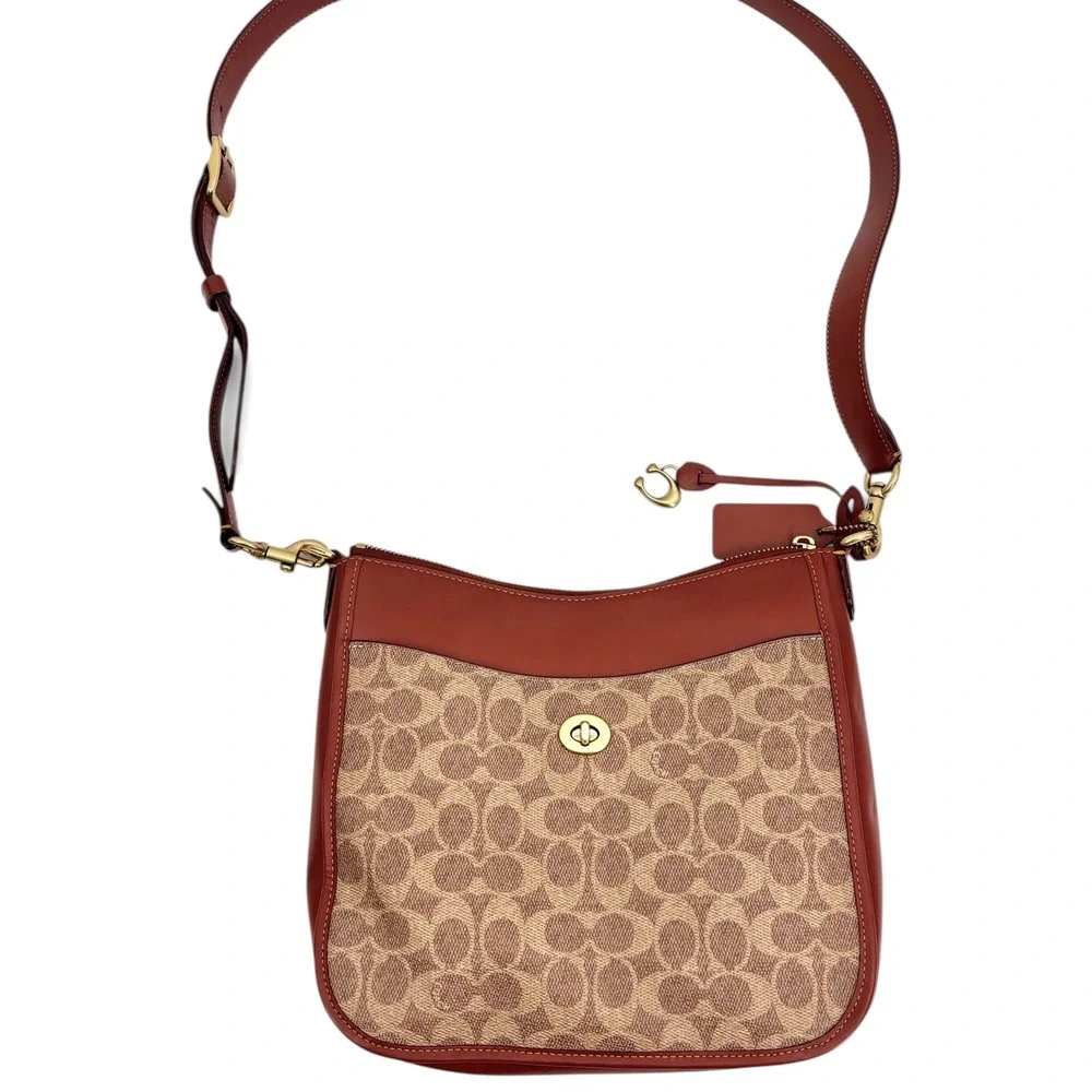 Coach Chaise Crossbody Bag In‎ Signature Canvas Tan Rust - C8487